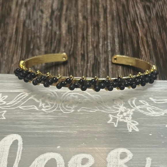 Black Onyx Gold Bangle - Picture 1 of 2